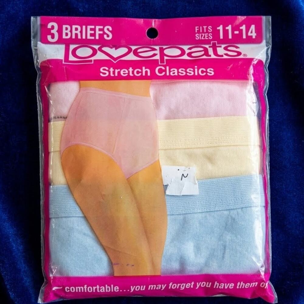 Vtg LovePats Stretch Classics Brief Panties Terry Seamless Size 11-14 New 3 Pack